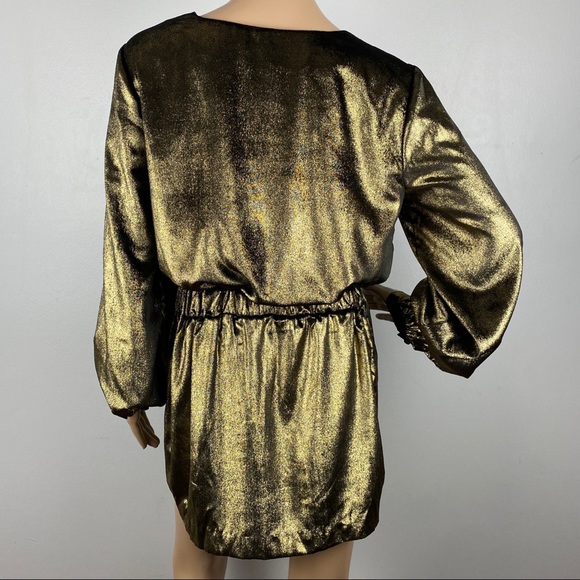 FRAME GOLD METALLIC VELVET MINI DRESS-WORN ONCE! - Picture 7 of 10
